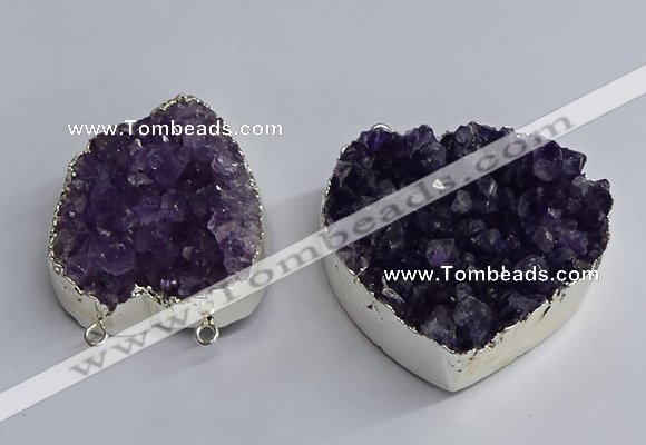 NGC1322 45*50mm - 50*60mm heart druzy amethyst connectors