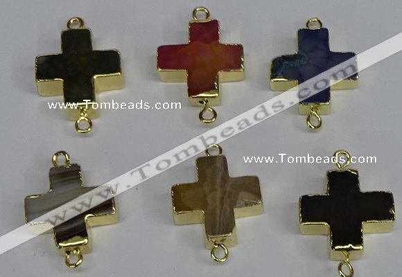 NGC1372 18*18mm - 20*20mm cross agate connectors wholesale