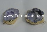 NGC138 30*40mm - 35*45mm freeform plated druzy agate connectors