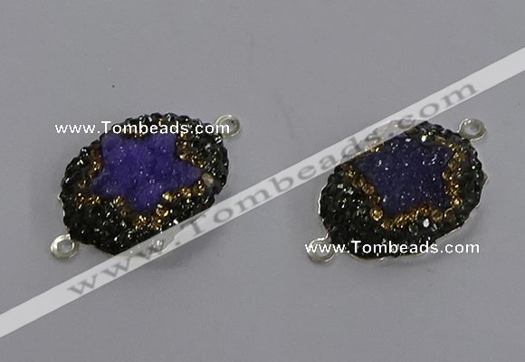 NGC1386 18*25mm freeform druzy agate connectors wholesale