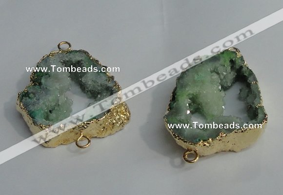 NGC140 30*40mm - 35*45mm freeform plated druzy agate connectors