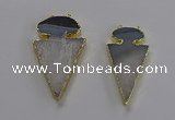 NGC1438 25*50mm - 30*55mm arrowhead agate gemstone connectors