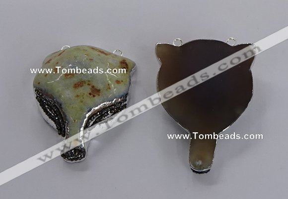 NGC1441 40*55mm - 45*60mm Fox-head agate gemstone connectors