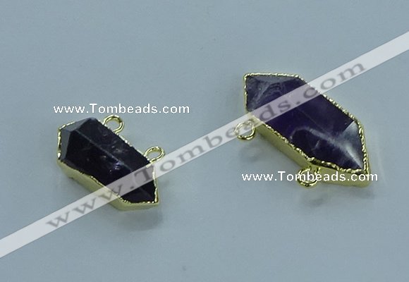 NGC1453 10*24mm - 14*35mm hexagon amethyst connectors wholesale