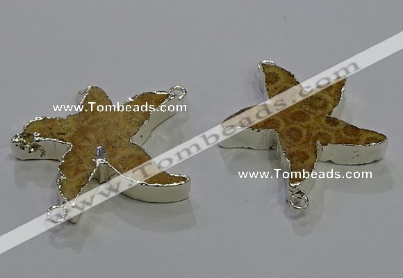 NGC1456 28mm - 30mm starfish fossil coral connectors wholesale