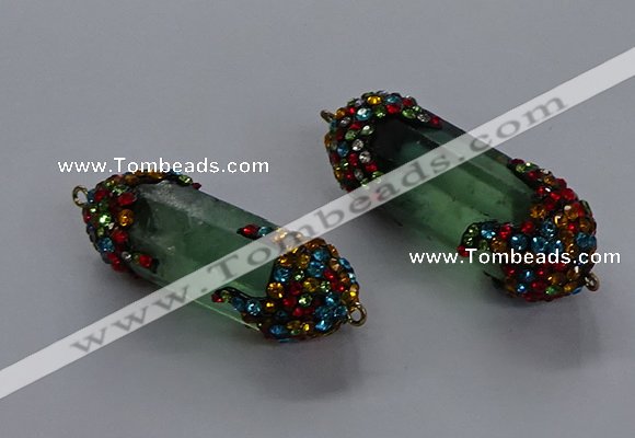 NGC1464 15*40mm - 15*45mm faceted nuggets green fluorite connectors