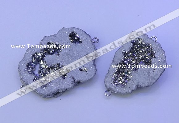 NGC1472 28*35mm - 40*45mm freeform plated druzy agate connectors