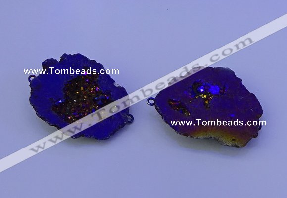 NGC1477 28*35mm - 40*45mm freeform plated druzy agate connectors