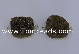 NGC1501 25*25mm square druzy quartz gemstone connectors wholesale