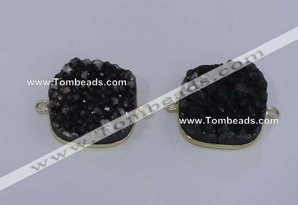 NGC1502 25*25mm square druzy quartz gemstone connectors wholesale