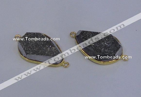 NGC1524 18*28mm freeform druzy quartz gemstone connectors wholesale