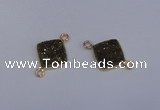 NGC1530 12*12mm diamond druzy quartz gemstone connectors wholesale