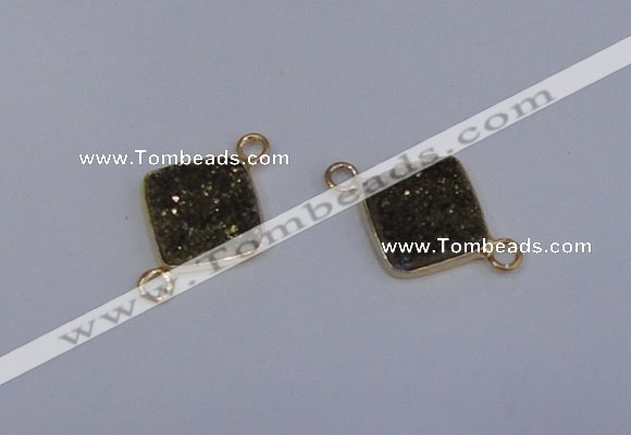 NGC1530 12*12mm diamond druzy quartz gemstone connectors wholesale