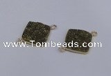 NGC1536 18*18mm diamond druzy quartz gemstone connectors wholesale