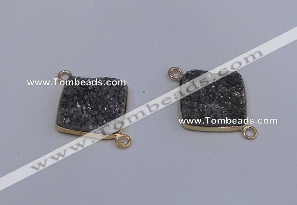 NGC1537 18*18mm diamond druzy quartz gemstone connectors wholesale