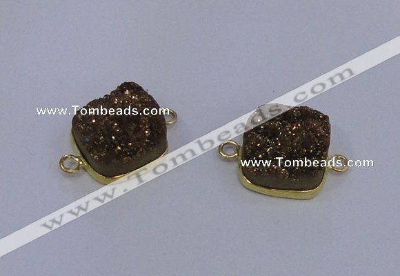 NGC1543 15*15mm square druzy quartz gemstone connectors wholesale