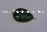 NGC1550 22*30mm teardrop malachite & pyrite gemstone connectors