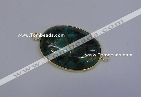 NGC1551 22*30mm oval malachite & pyrite gemstone connectors