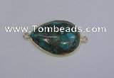 NGC1553 22*30mm teardrop turquoise & pyrite gemstone connectors