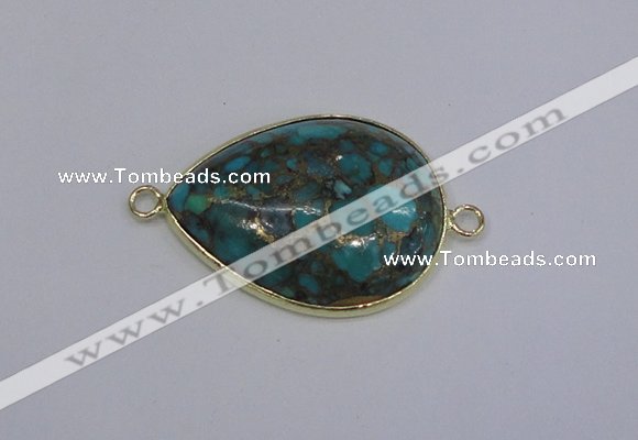 NGC1553 22*30mm teardrop turquoise & pyrite gemstone connectors