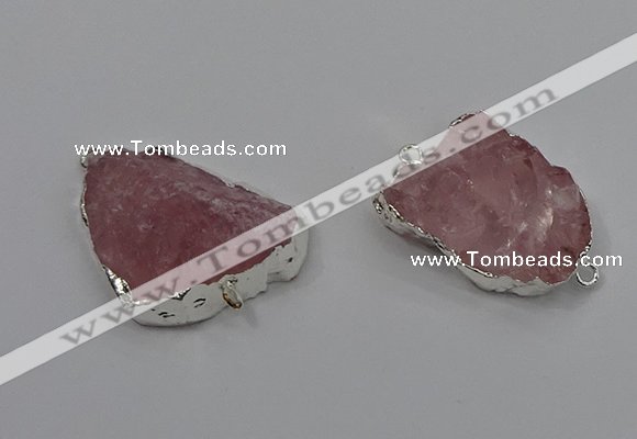 NGC1559 18*25mm - 30*35mm freeform rose quartz connectors