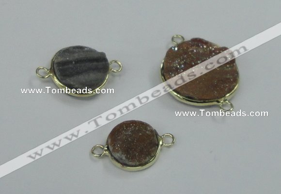 NGC156 14mm - 20mm coin plated druzy agate connectors