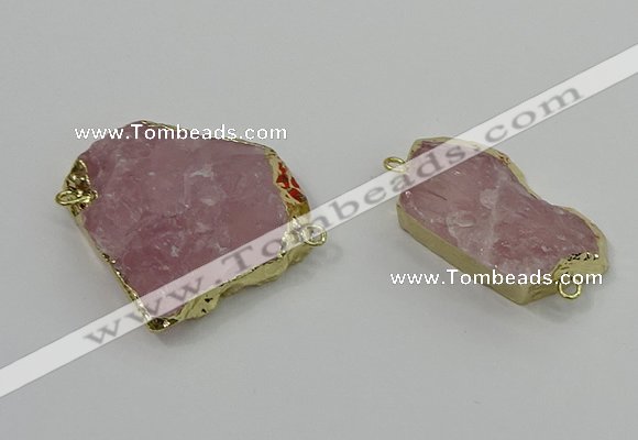 NGC1560 18*25mm - 30*35mm freeform rose quartz connectors