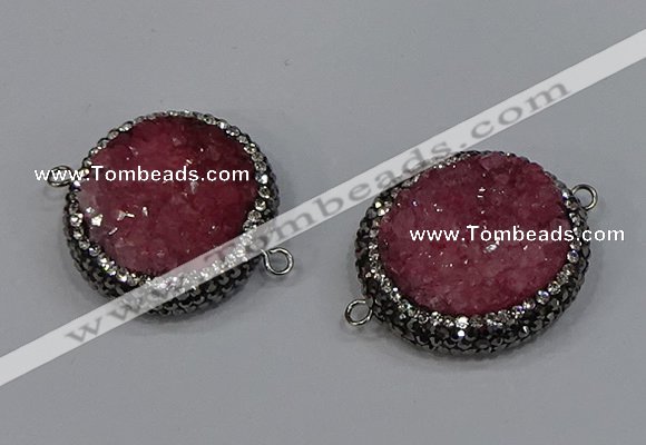 NGC1624 20mm - 28mm flat round druzy quartz connectors wholesale