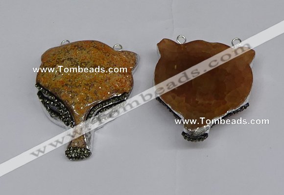 NGC1701 40*55mm - 45*60mm Fox-head agate gemstone connectors