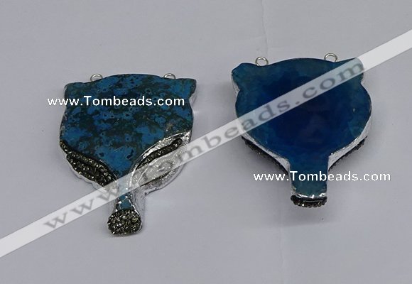 NGC1704 40*55mm - 45*60mm Fox-head agate gemstone connectors