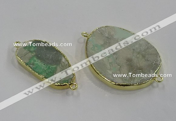 NGC1710 18*25mm - 30*40mm freeform green gemstone connectors