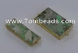 NGC1711 15*30mm - 25*45mm rectangle green gemstone connectors