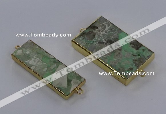 NGC1711 15*30mm - 25*45mm rectangle green gemstone connectors