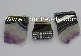 NGC1723 30*45mm - 35*55mm freeform druzy amethyst connectors