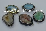 NGC1738 35*45mm - 40*55mm freeform druzy agate connectors