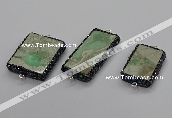 NGC1748 20*40mm - 25*35mm rectangle green apple jasper connectors