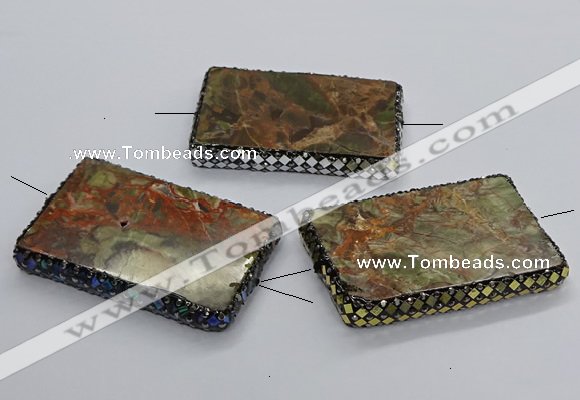 NGC1768 40*60mm rectangle ocean agate connectors wholesale