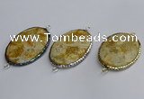 NGC1823 35*50mm oval agate gemstone connectors wholesale