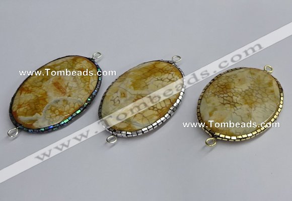 NGC1823 35*50mm oval agate gemstone connectors wholesale