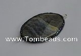 NGC1827 35*50mm oval agate gemstone connectors wholesale