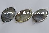 NGC1828 35*50mm oval agate gemstone connectors wholesale