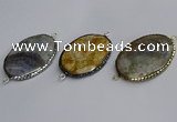 NGC1829 35*50mm oval agate gemstone connectors wholesale