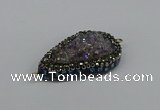 NGC1852 22*30mm - 25*35mm flat teardrop plated druzy amethyst connectors