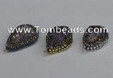 NGC1853 22*30mm - 25*35mm flat teardrop plated druzy amethyst connectors