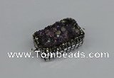 NGC1855 15*35mm - 22*30mm rectangle plated druzy amethyst connectors