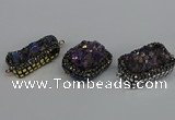 NGC1858 15*35mm - 22*30mm rectangle plated druzy amethyst connectors