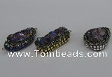 NGC1865 15*30mm - 25*35mm freeform plated druzy amethyst connectors