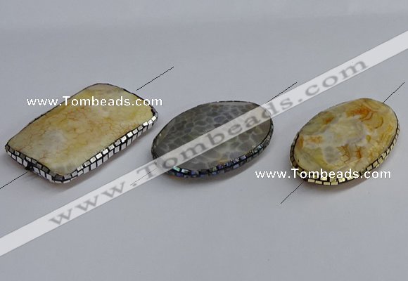 NGC1889 30*40mm - 30*45mm freeform agate gemstone connectors