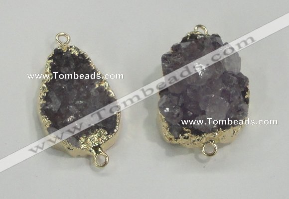 NGC196 20*28mm - 25*30mm freeform druzy amethyst connectors