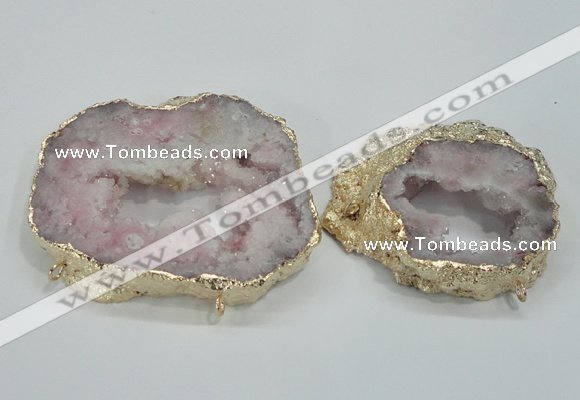 NGC202 50*60mm - 55*75mm freeform druzy agate connectors